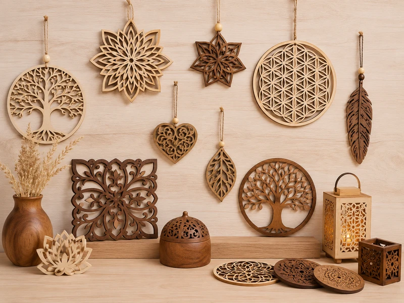 Decorative wooden ornaments and wall hangings — custom designs